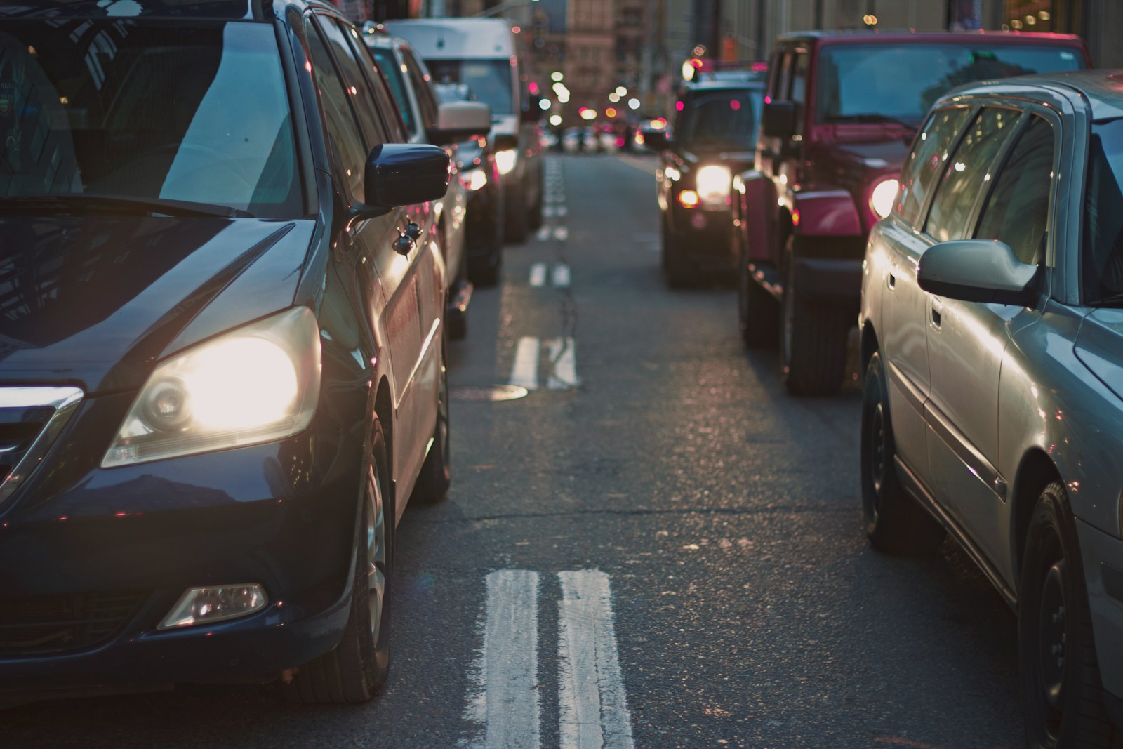 Dense highway traffic with closely spaced vehicles